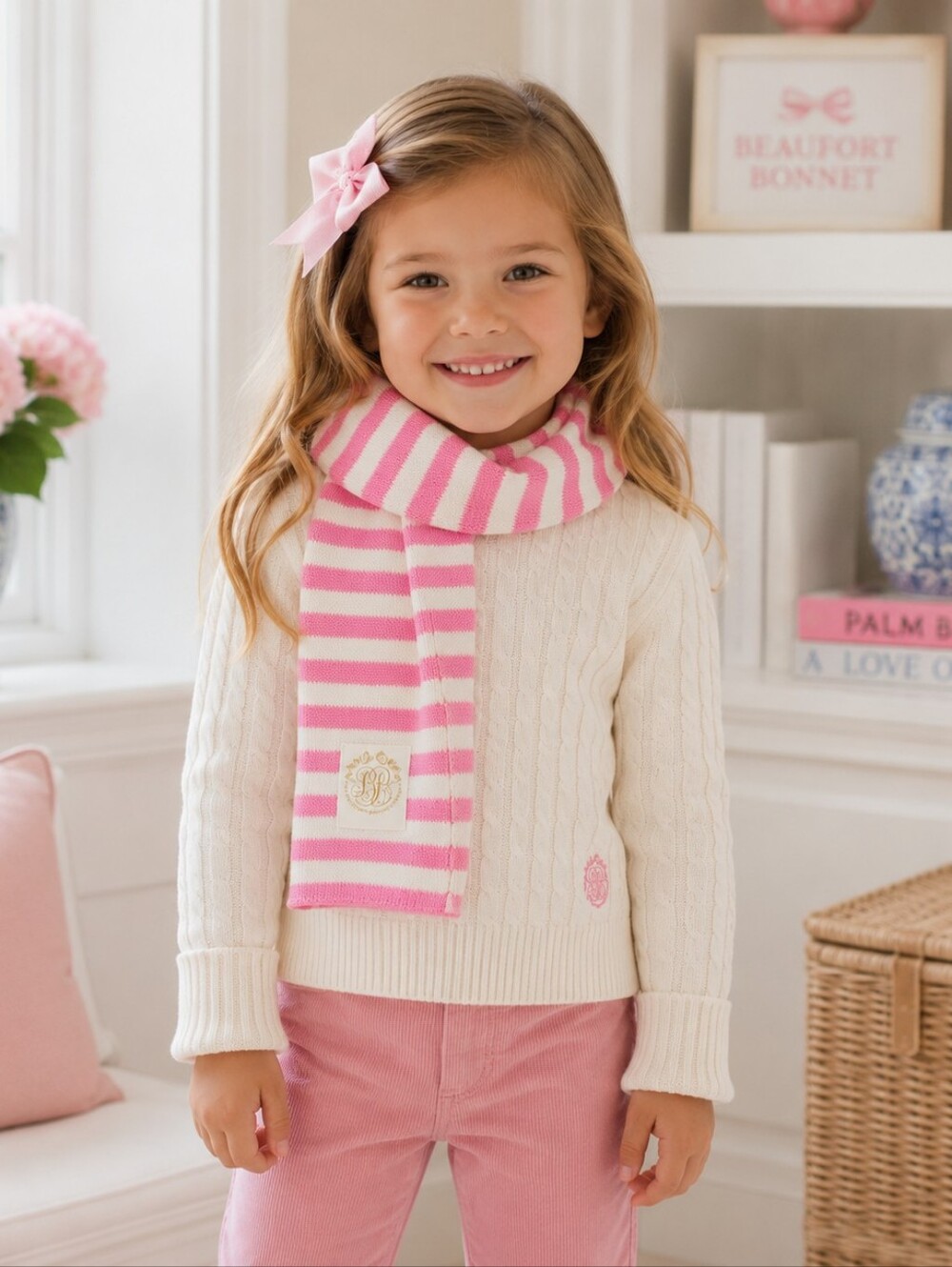 TBBC The Beaufort Bonnet Company Pink Stripe Knit Scarf NWT